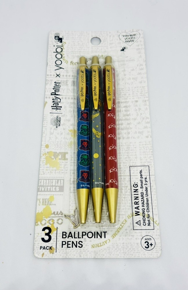 New Yoobi + Harry Potter Pen Pack -  3 Ballpoint Pens for Back to School