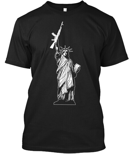 Lady Liberty With A Gun T-Shirt Made in the USA Size S to 5XL