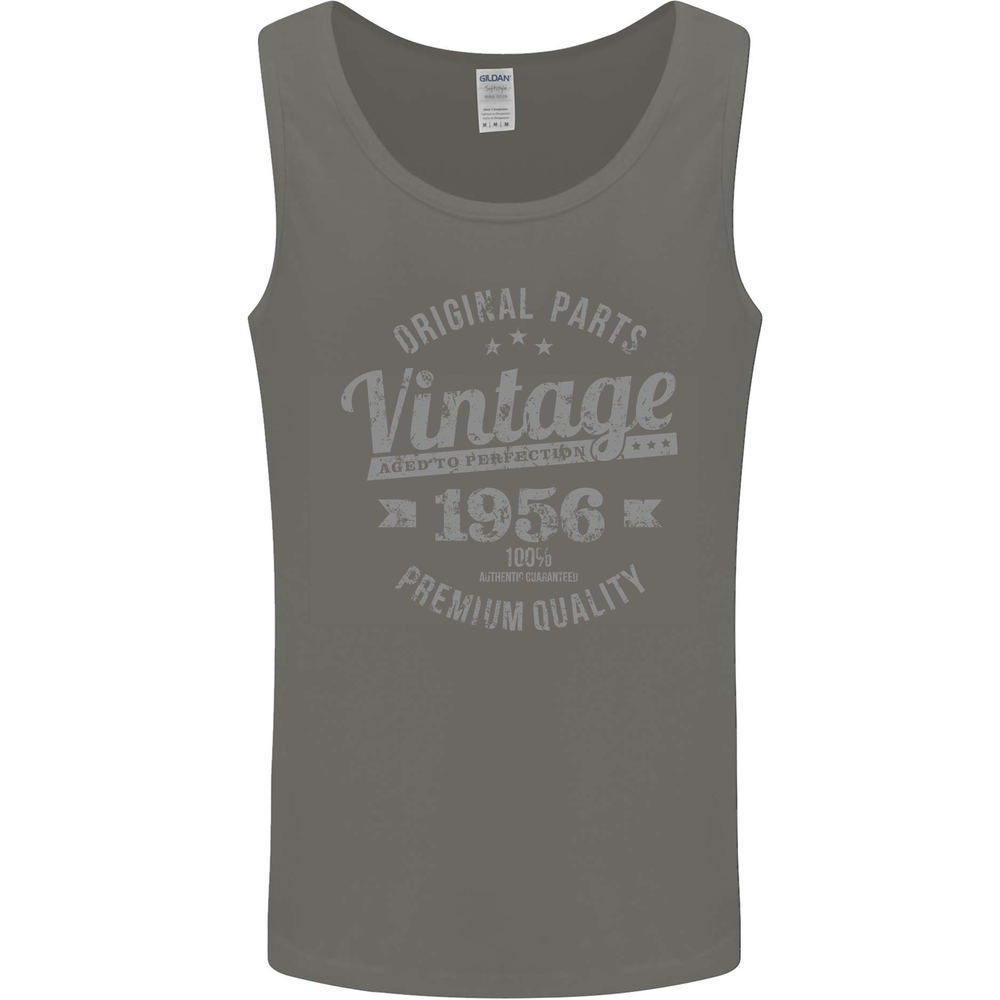 Vintage Year 69th Birthday 1956 Mens Vest Tank Top Charcoal