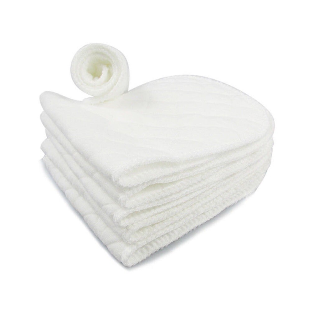 5Pcs Cotton Cloth Baby Diapers Inserts Liners 3 Layers Reusable Newborn Nappy L