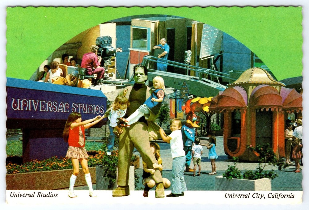 Vintage 1972 Universal Studios Frankenstein Monster & Woody Woodpecker Postcard
