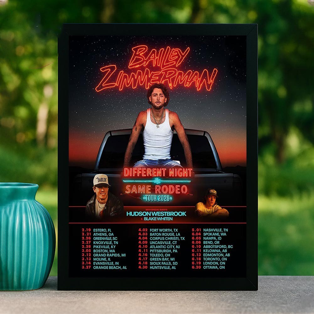 Bailey Zimmerman Different Night Same Rodeo Tour 2026 Poster