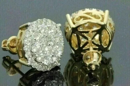 2.50Ct Round Cut Moissanite Unisex Stud Earrings in 14K Gold