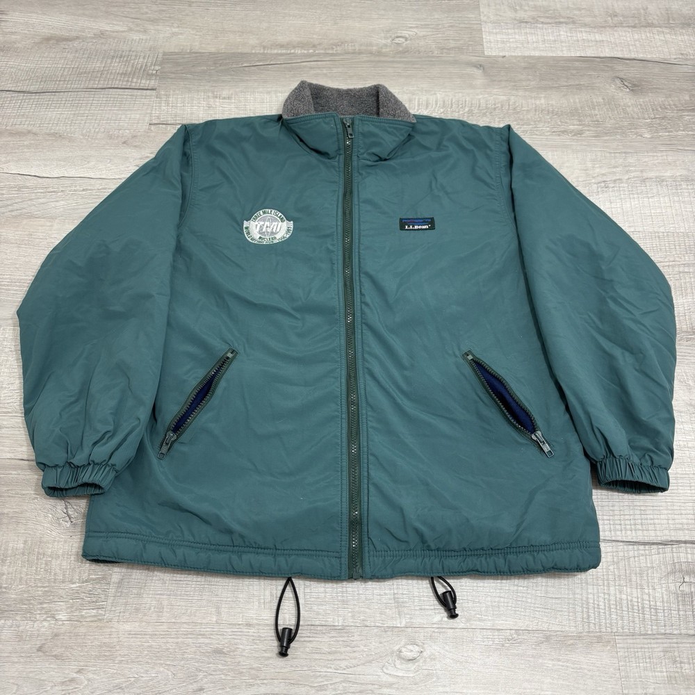 Vintage 1997 L.L. Bean Mens Large Green Three Mile Island Warm Up Jacket