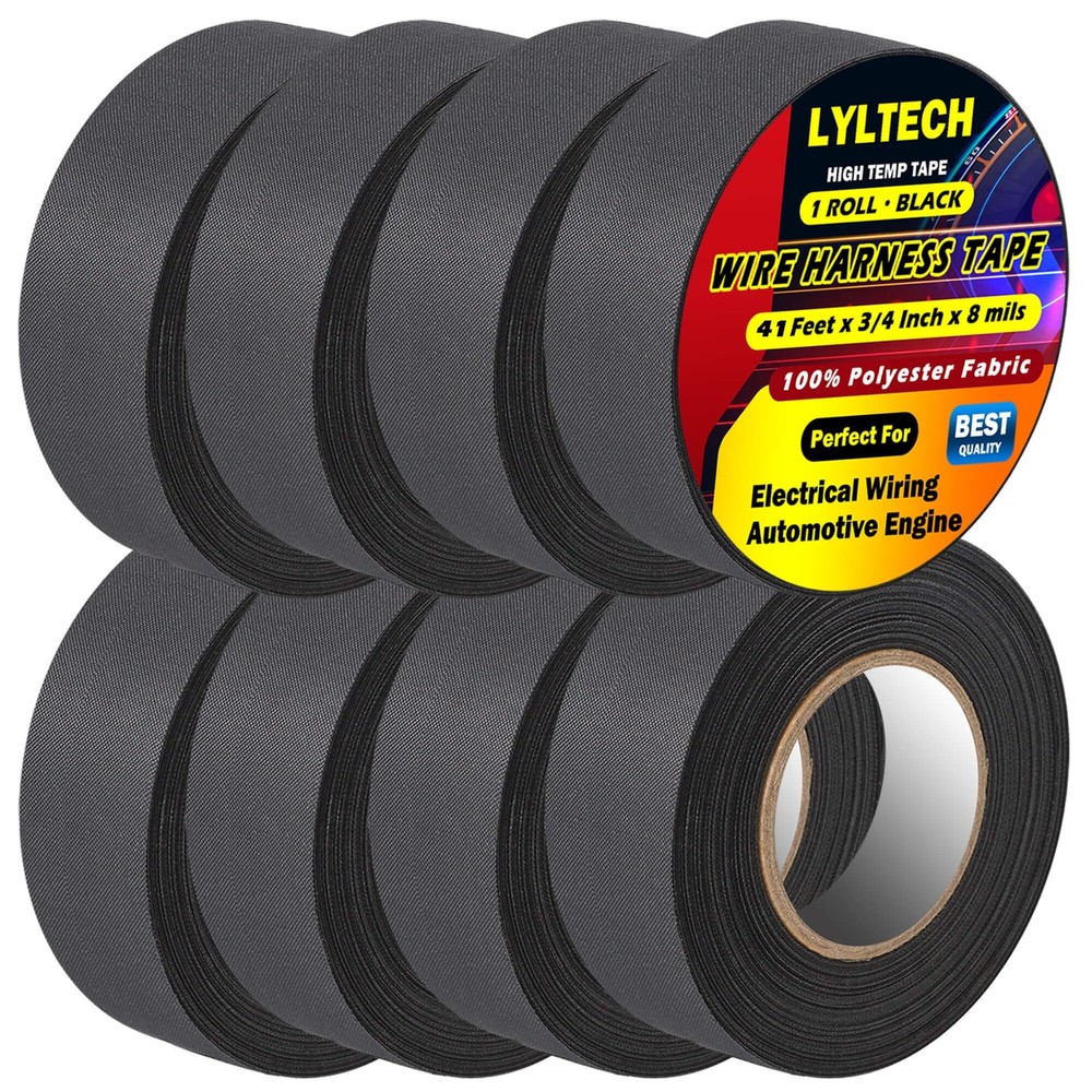 8 Rolls Flame Retardant Polyester Wire Harness Tape - 328 FT Total