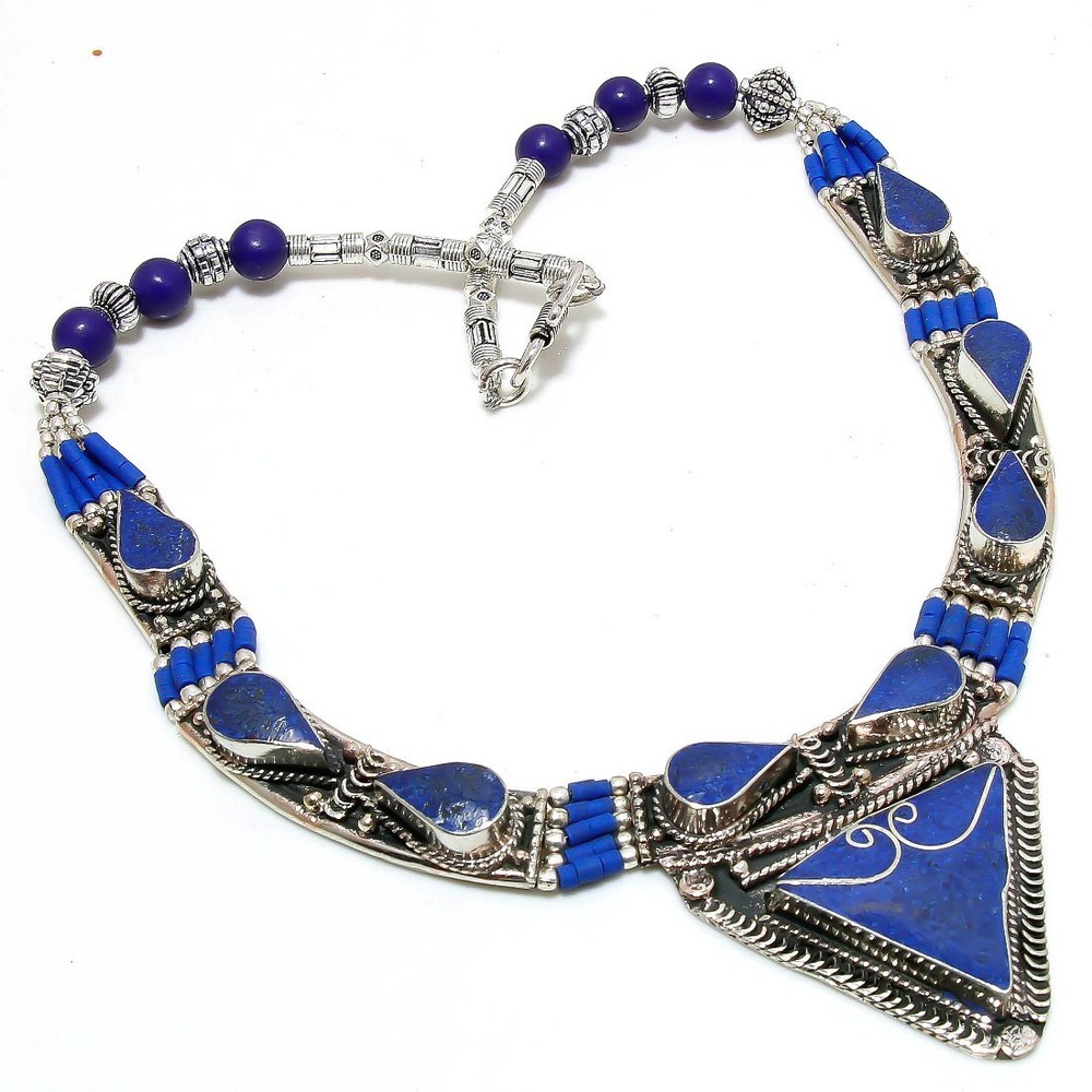 Lapis Lazuli Handmade Bohemian Ethnic Tribal Jewelry Nepali Necklace 18