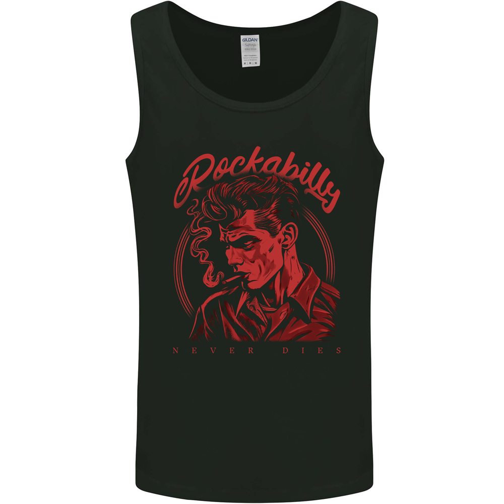Rockabilly Never Dies Rock n Roll Music Mens Vest Tank Top