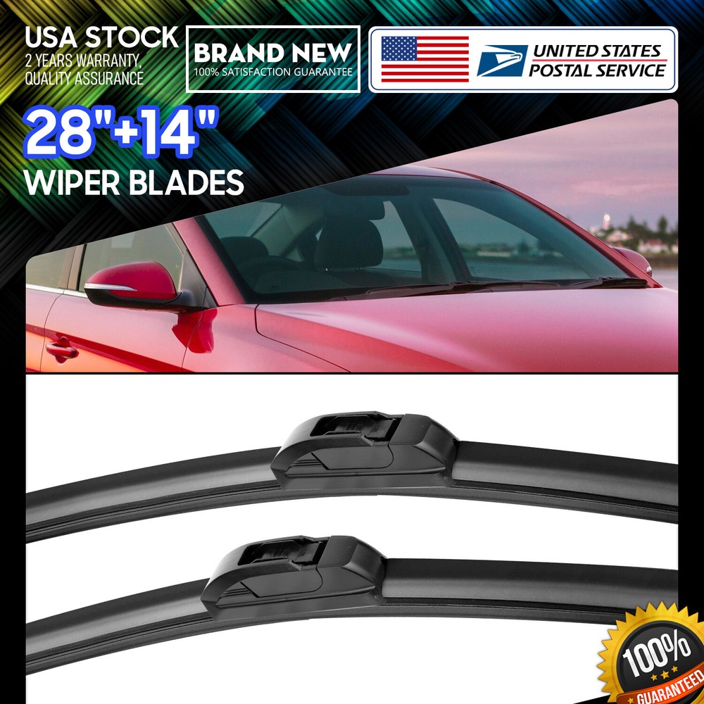 Waterproof U/J-Hook 28''+14'' Premium Bracketless Windshield Wiper Blades /pair