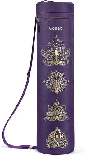 Gonex 28x7 Inch Full-Zip Yoga Mat Bag in Purple Paisley Design