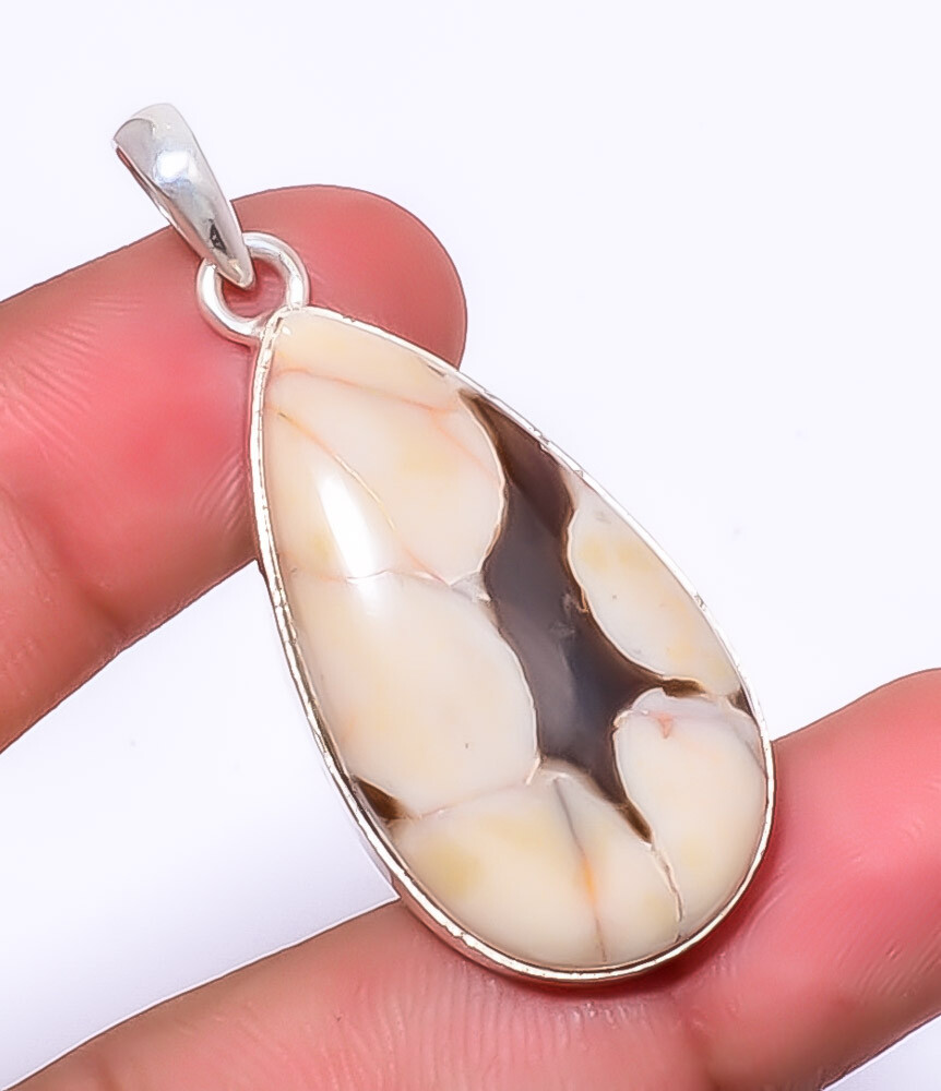 Petrified Peanut Wood Jasper Gemstone 925 Sterling Silver Pendant 1.95