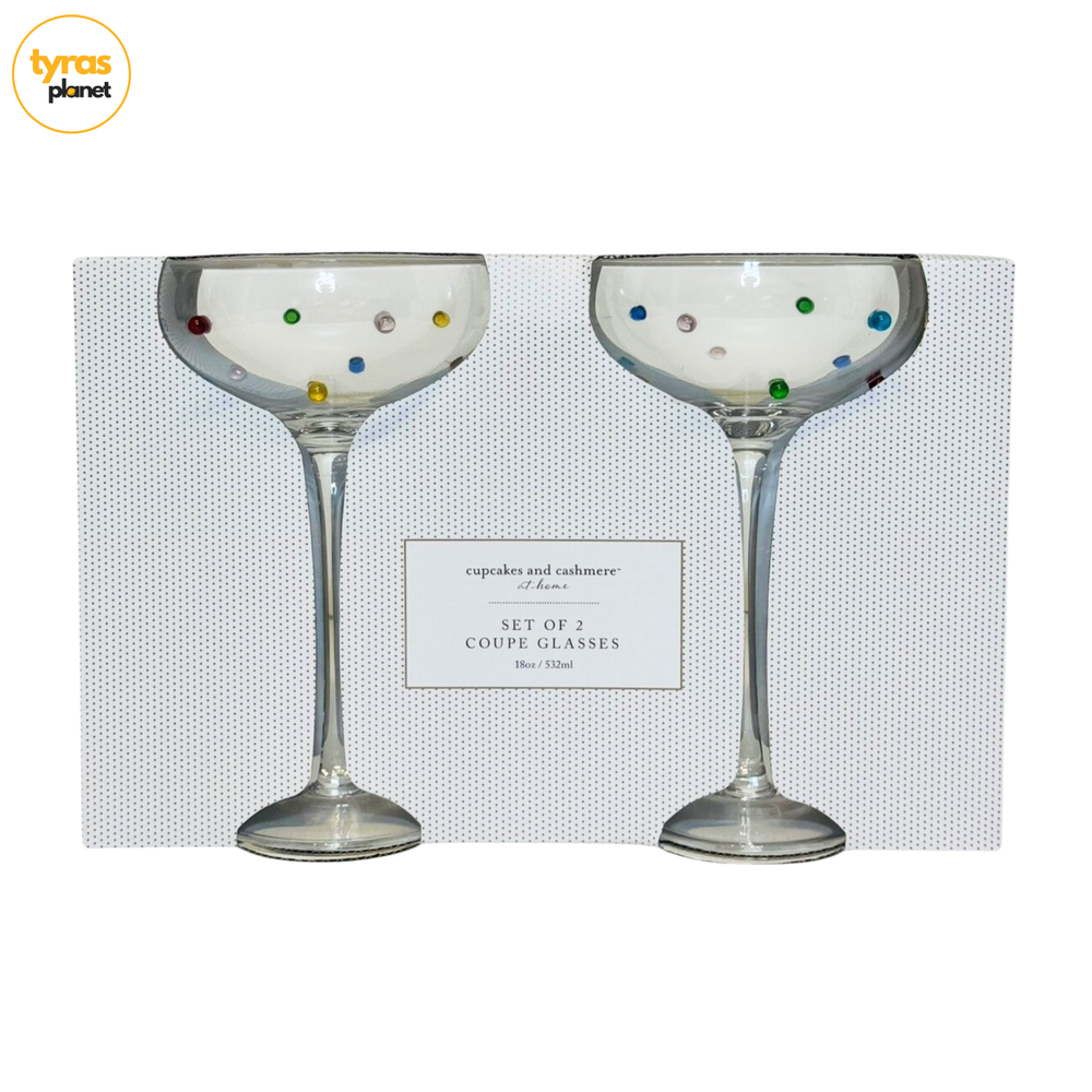 Cupcakes & Cashmere Martini Margarita Champagne Glass 3D Beaded Set of 2