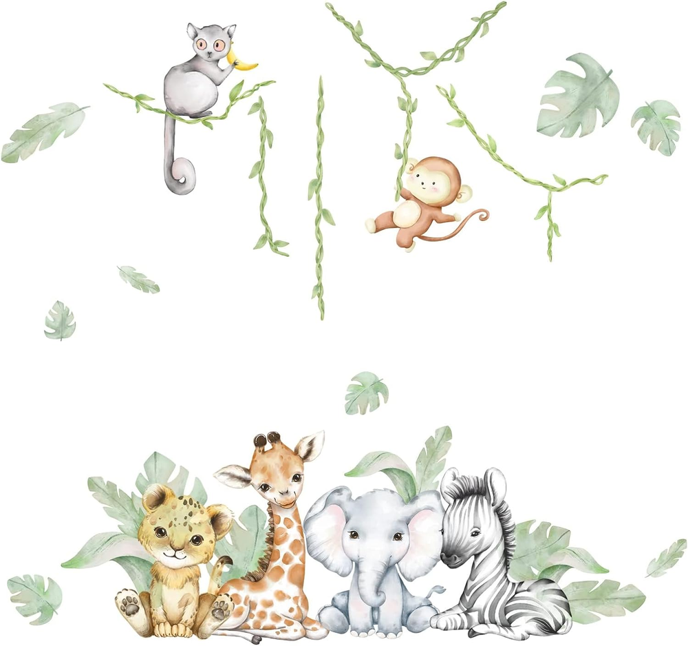 Large 59x53 Inch Forest Animal Wall Decals Featuring Woodland Creatures and Trees
