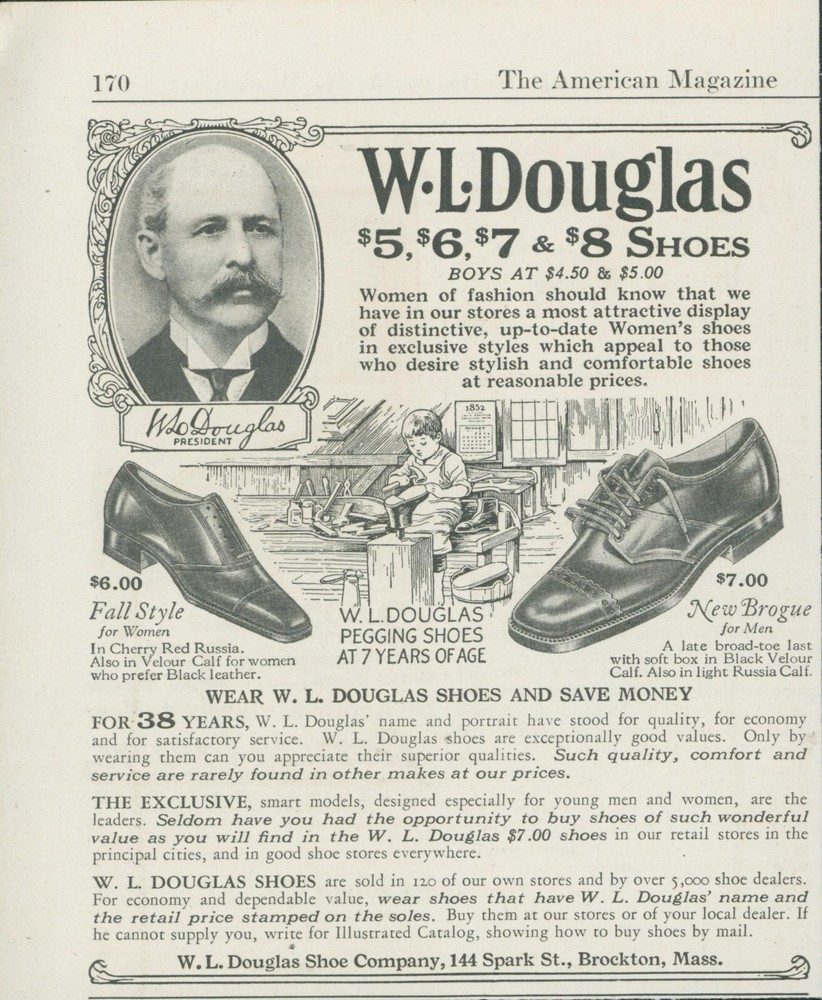 1924 W L Douglas Shoes Pegging Shoes at 7 Fall Style Brogue Vtg Print Ad A1