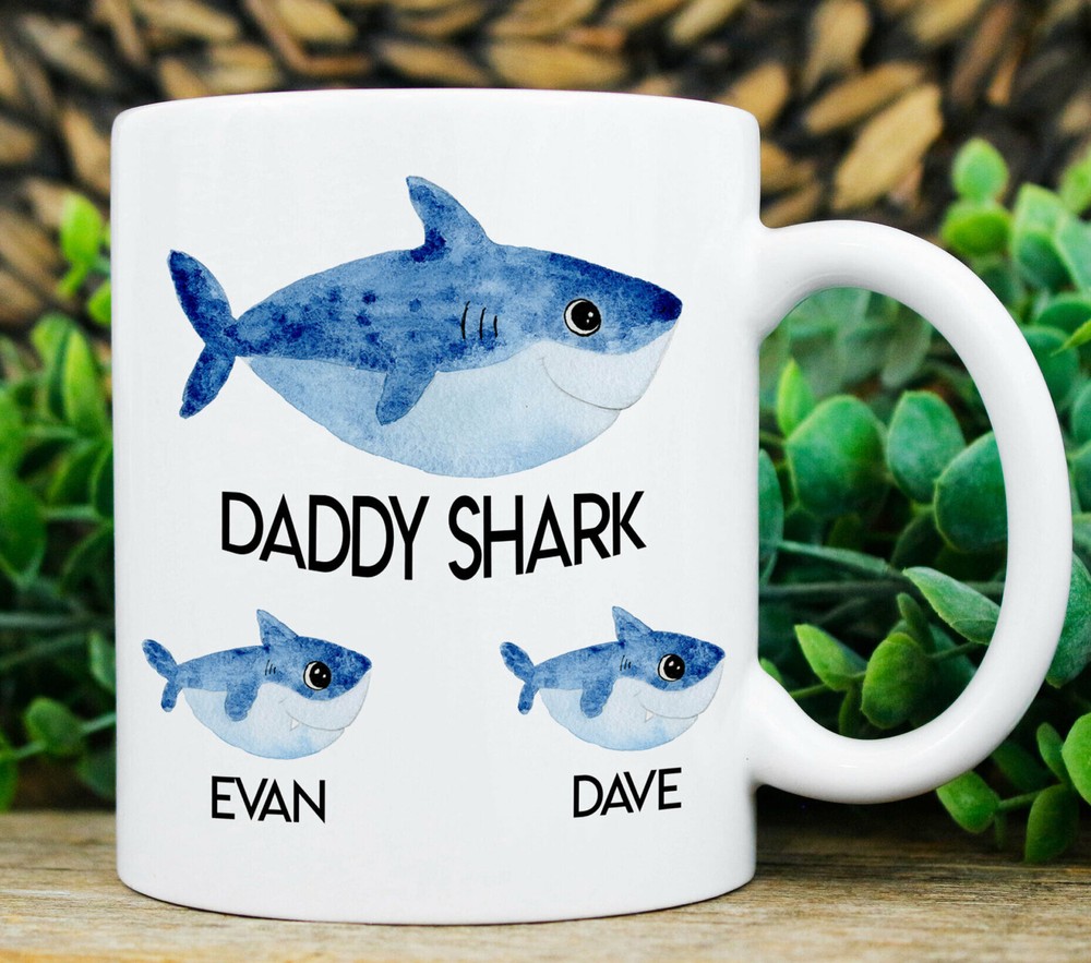Daddy Shark Mug First Fathers Day Personalized Gift For Dad For Fathers Day Gift
