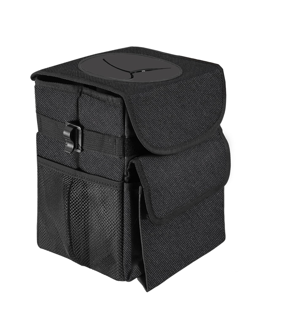 Car Trash Can with Lid and Storage Pockets - 100% Leak-Proof Organizer, Water...