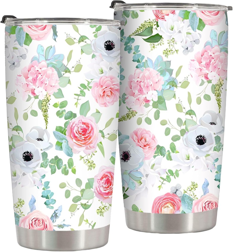Rose Flower Tumbler 20 Oz Stainless Steel Insulated Tumbler Christmas Gifts Stoc