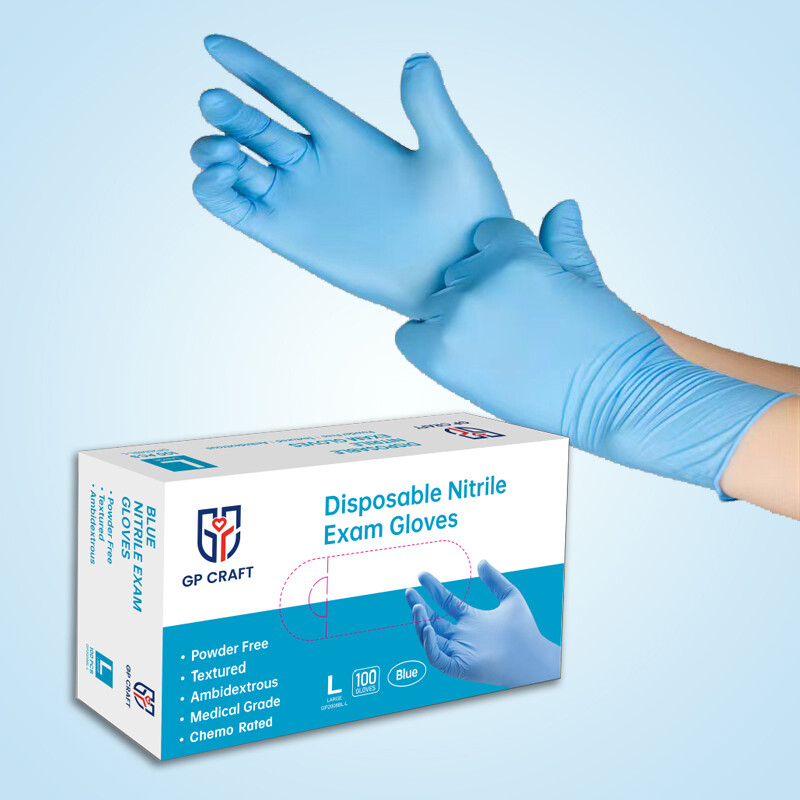 100pcs 4 Mil Medical Exam Grade Nitrile Disposable Glove S/M/L/XL Size Gloves