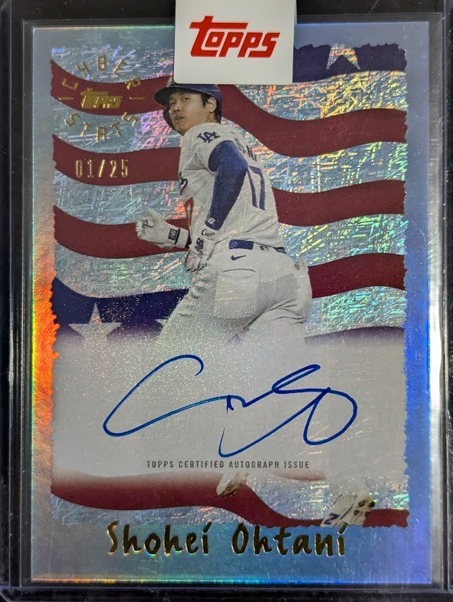 2025 Topps Archives Shohei Ohtani CyberStats Blue Foilboard 01/25 Auto Dodgers