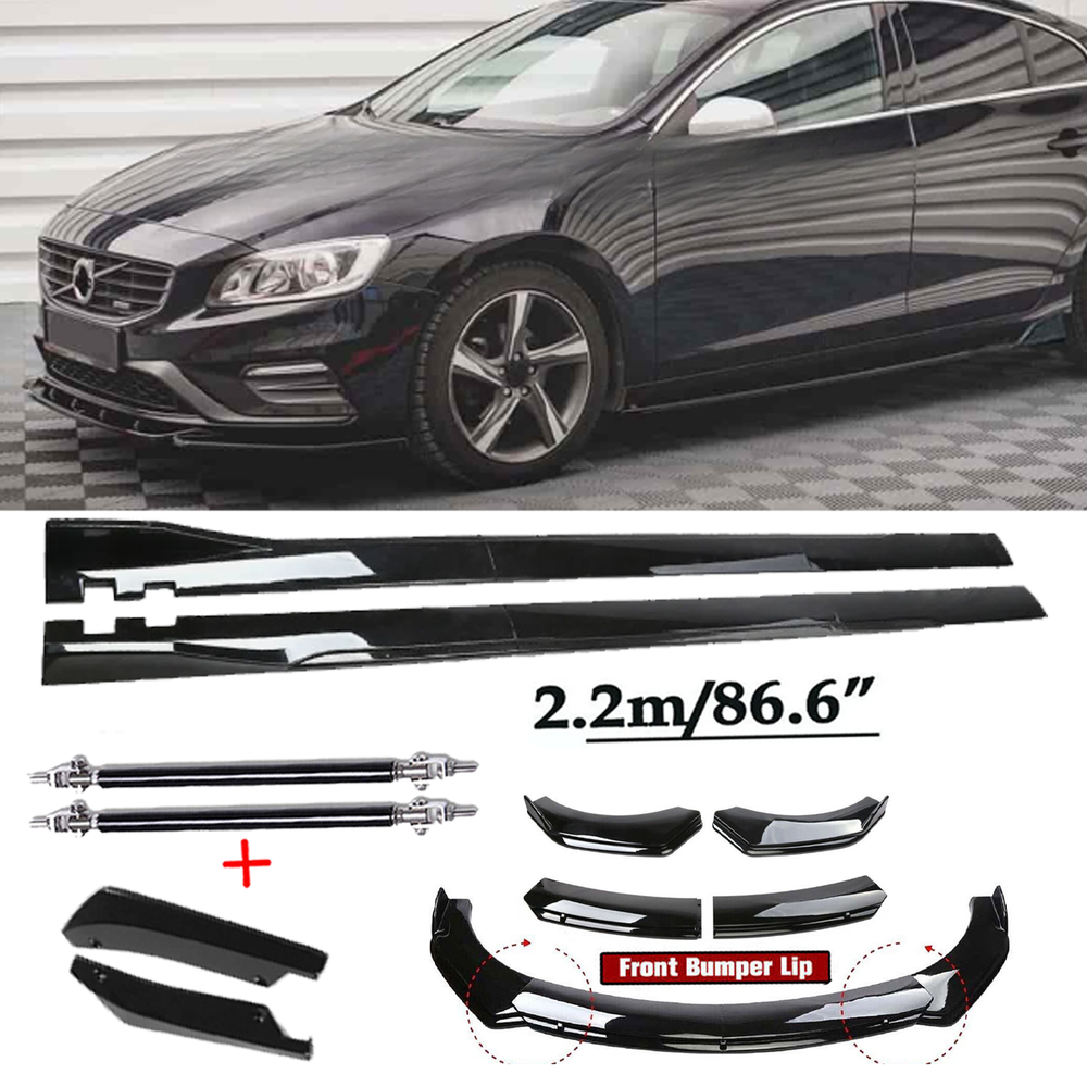 Volvo S40 S60 V40 V60 V70 Glossy Front Bumper Spoiler & Side Skirt Body Kit