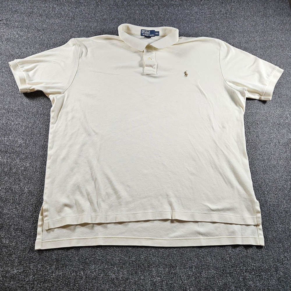 Polo Ralph Lauren Polo Shirt Mens 2XL White Pique Cotton Pony Logo Golf