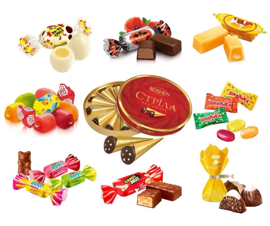 Roshen Ukrainian Candy Mix Box 1kg – Assorted Chocolates, Caramels & Gummies