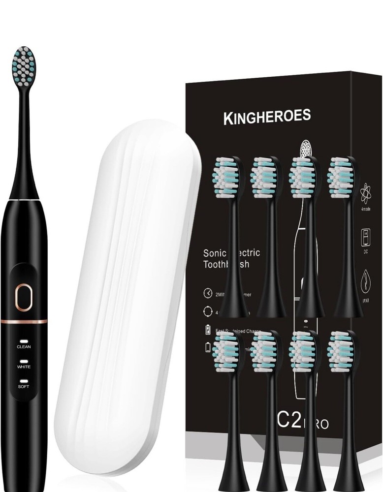 Electric Toothbrush Set, Comes with 8 Brush Heads & Travel Case,4 Modes