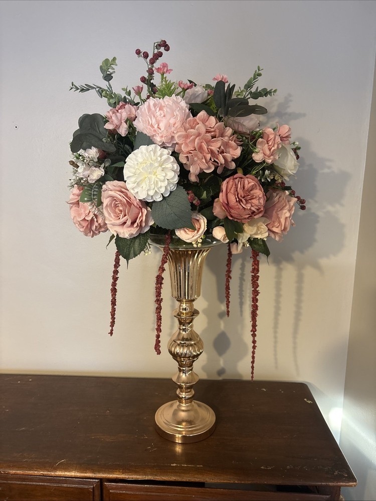 Elegant 36-Inch Handmade Silk Flower Centerpiece with Natural Appeal