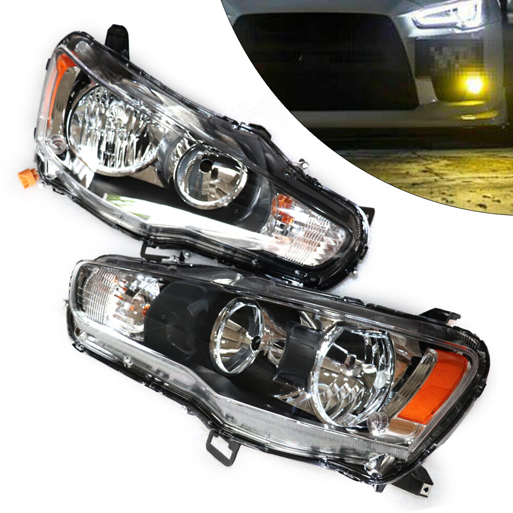 Pair Fits Mitsubishi Lancer 2008-2017 Halogen Headlights Headlamps Left + Right