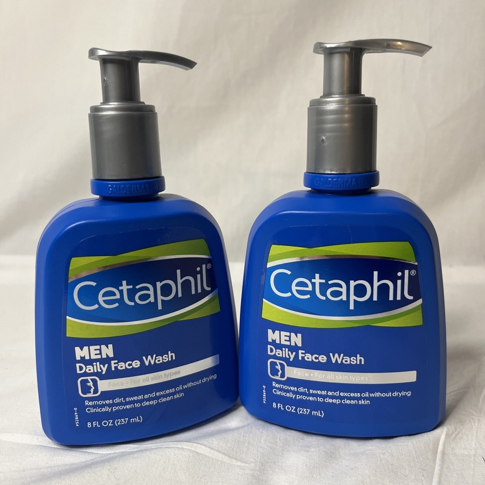 Lot Of 2! CETAPHIL MEN DAILY FACE WASH FOR ALL SKIN TYPES 8oz DEEP CLEAN