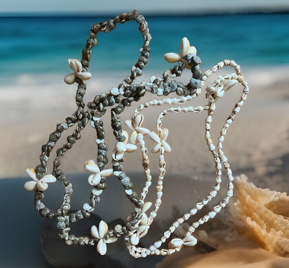 Lot 2 Sea Shell Bead Necklace Beach Cowrie Seashell Summer Wedding Lei Festival
