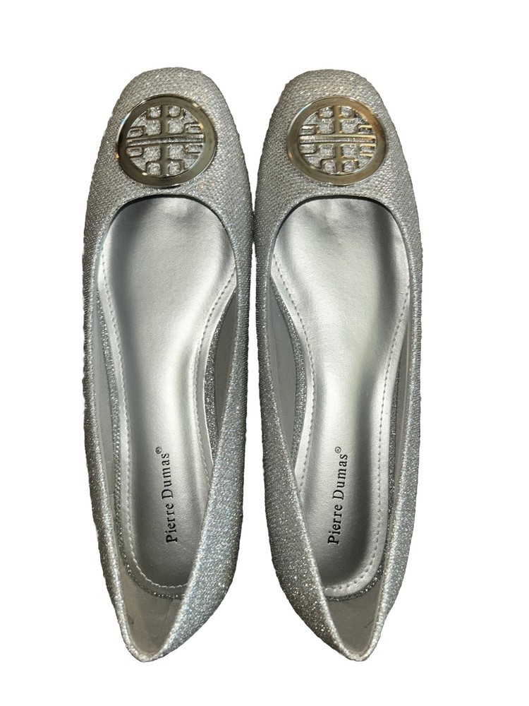 Pierre Dumas Ballet Flats, Silver  10M- New- NO BOX
