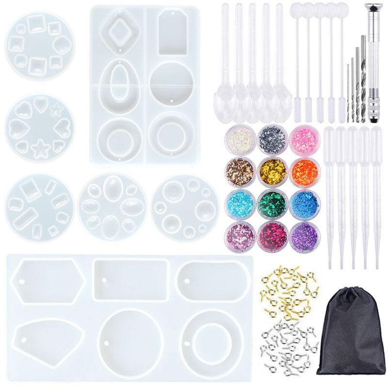 89Pcs Resin Geometric Earrings Pendant Resin Silicone Molds Jewelry Making Tool