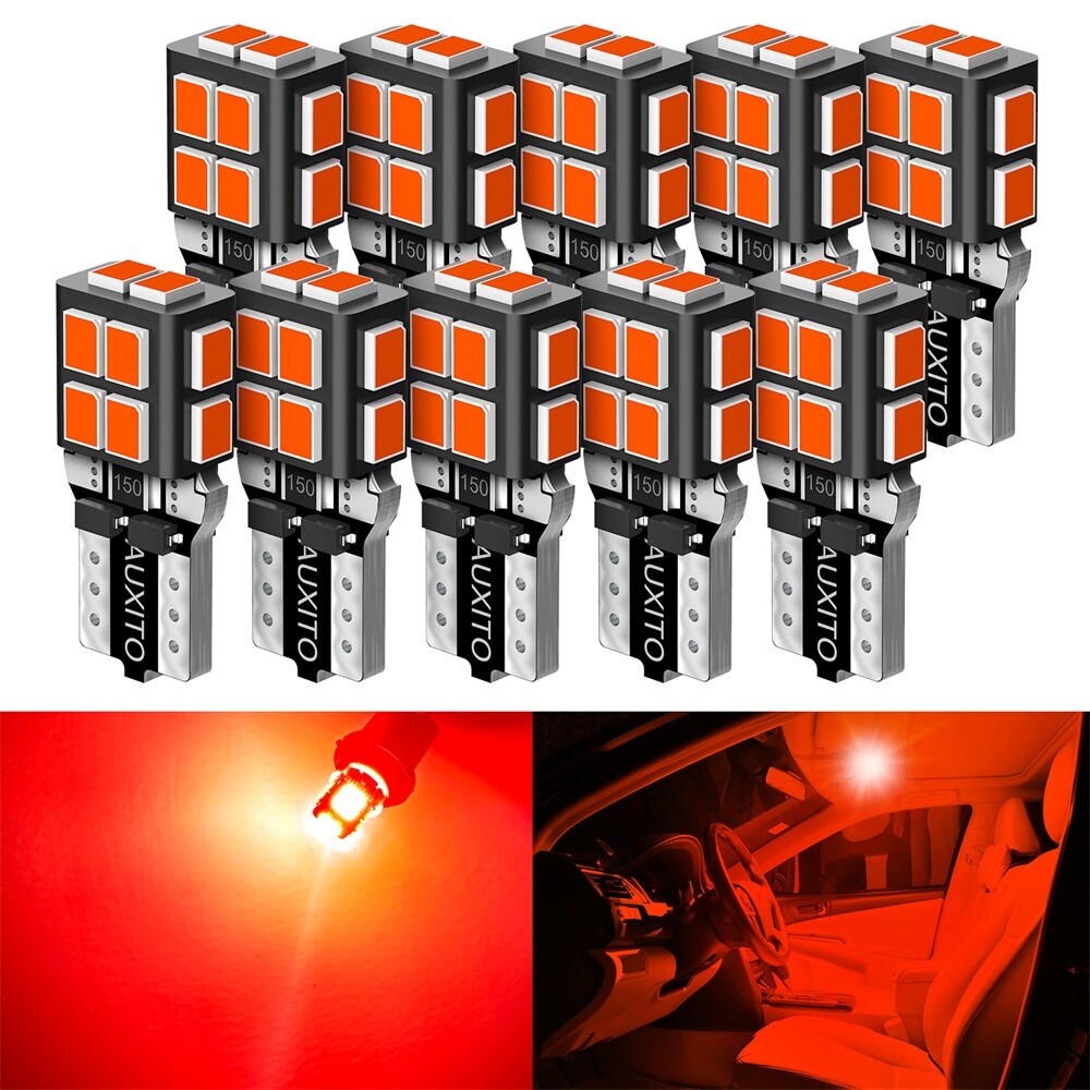 10x AUXITO Canbus Blue T10 194 168 W5W LED Red Dome Map License Plate Light I