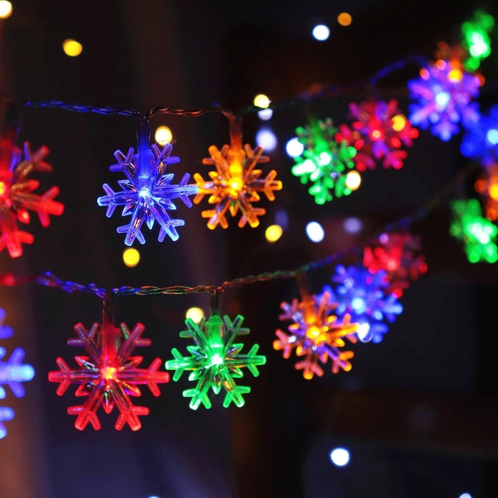 CESOF Christmas Lights Multicolor 20 FT 40 LED Multi Colored Snowflake-Multi
