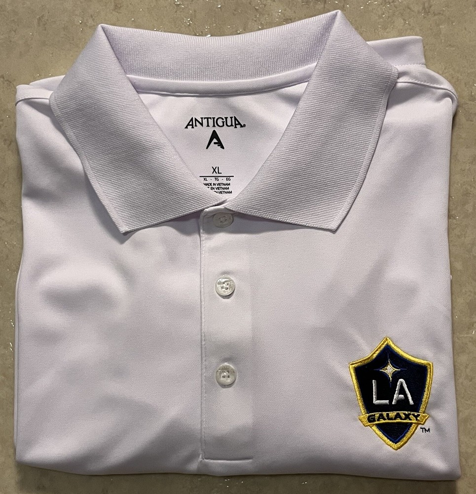LA Galaxy Soccer Polo Shirt Short Sleeve White Logo XL