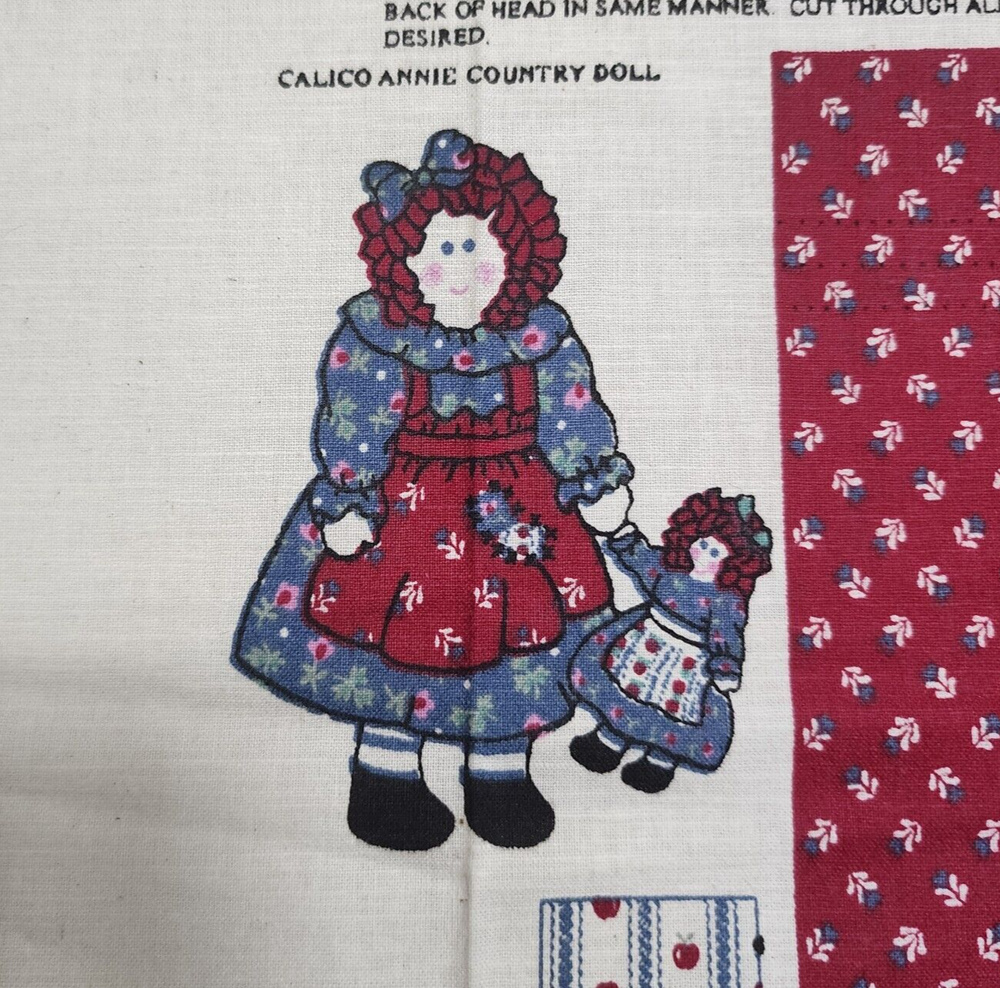 Vintage Raggedy Ann Fabric Panel for DIY Doll Sewing Project
