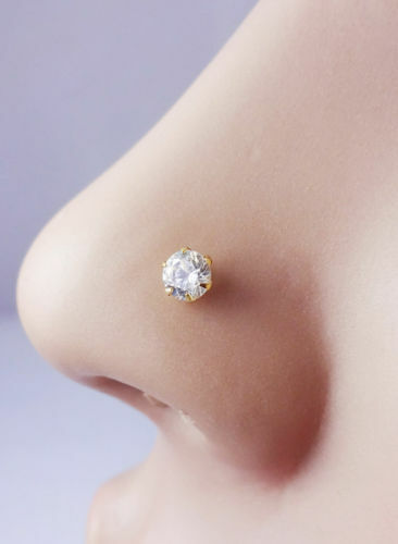 Christmas Sale Nose Ring Indian Stud Pin Gold Crock Screw Crystal Nose Ear Pin-image
