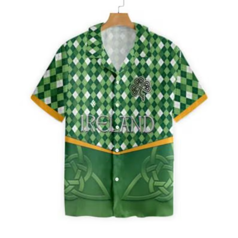 Ireland St. Patrick's Day Hawaiian Shirt Irish Green Lucky Shamrock Men Gift