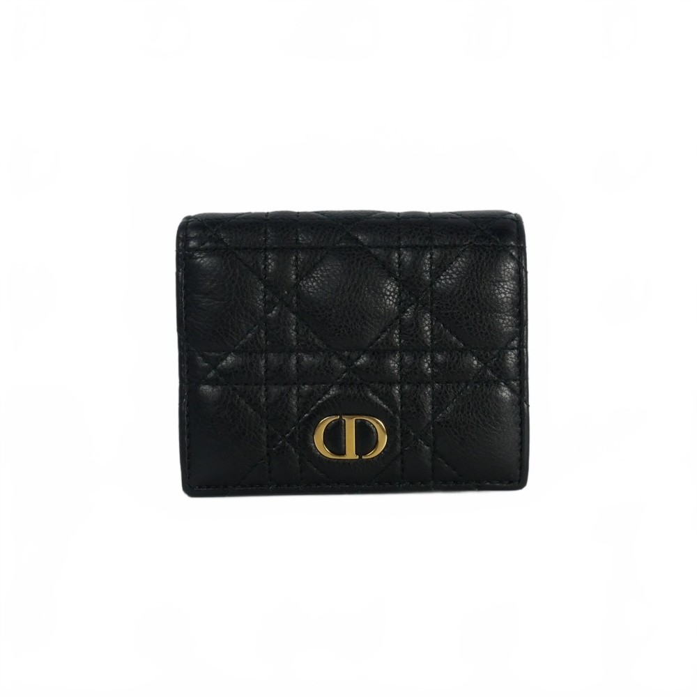 Y1224 Christian Dior Caro Saffron Caro Mini Wallet Wallet Cannage Multicolor Bla