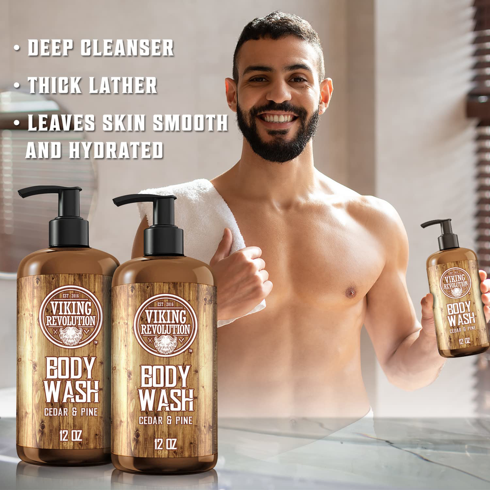 Viking Revolution Men's Body Wash - Cedar and Pine Oil Body Wash for Men - Mens