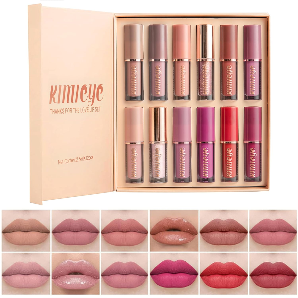 12Pcs Velvet Matte Liquid Lipstick Set Waterproof Long Lasting Quick Drying Non Sticky