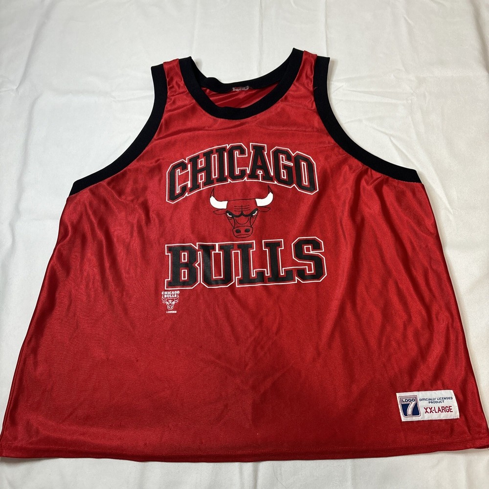 Vintage 90s Logo 7 Chicago Bulls Red Sleeveless Jersey XXL 2XL