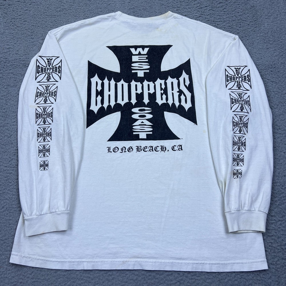 VTG West Coast Choppers Shirt 2XL Jesse James Thrashed Y2K Long Sleeve Crew READ