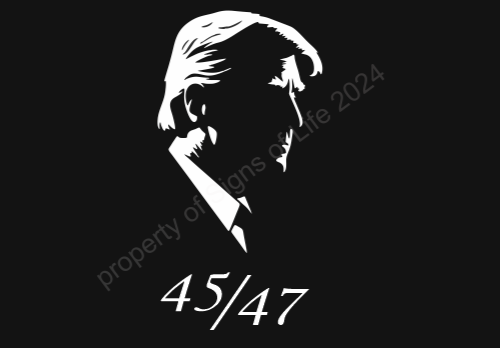 TRUMP 45 / 47 silhouette Vinyl Decal White