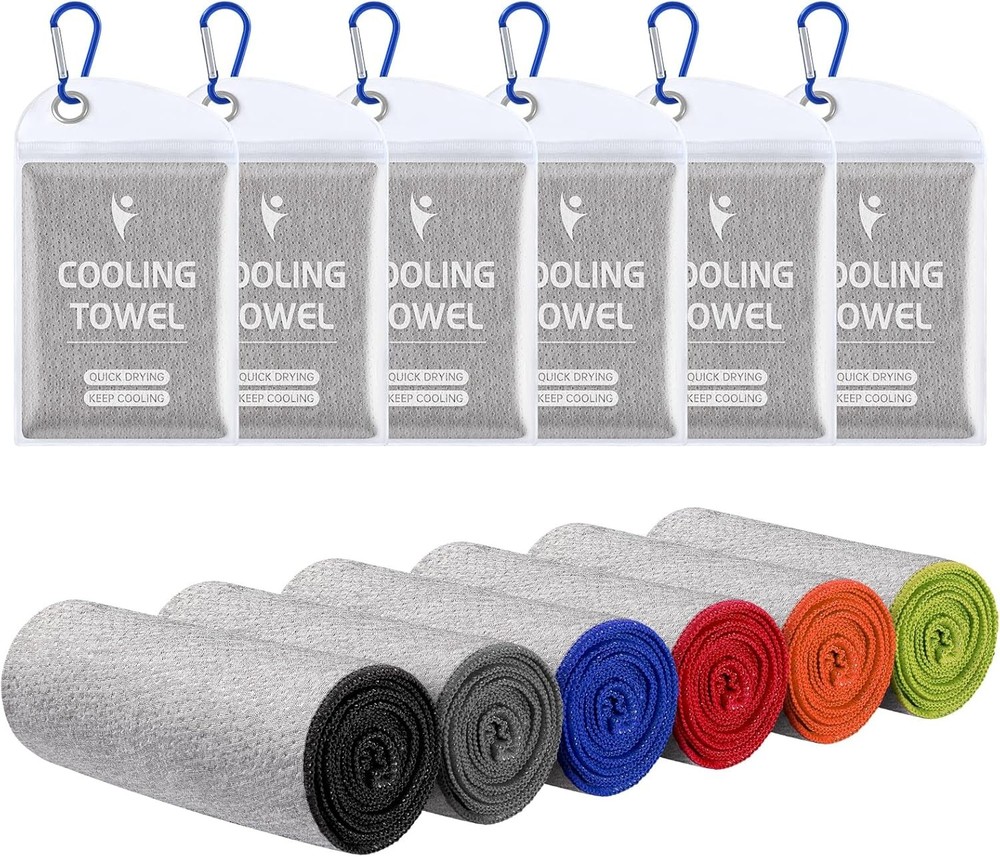 6 Pack 40x12 Inch Microfiber Cooling Gym Towels for Neck and Face - Men & Women