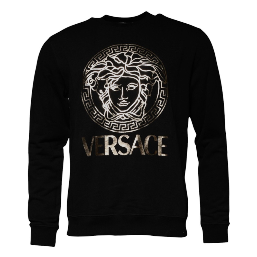 VERSACE Black Medusa Fleece Crew Neck Sweatshirt Men Size IT50 US40 L 820 USD