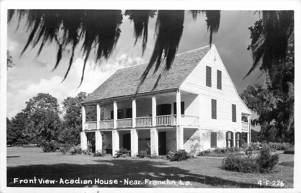 1960 New Franklin Louisiana Front View Acadian House RPPC Postcard 25-5551