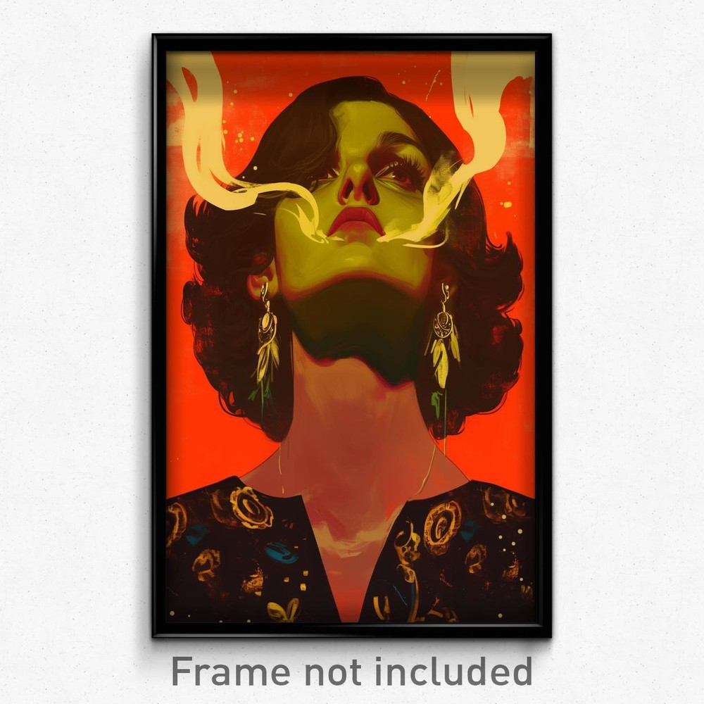 Spanish Film Poster - Moody Woman in Stunning Feather Earrings