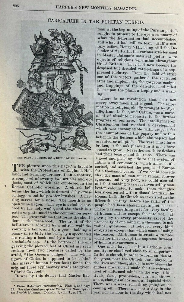 1875 Caricature Art in the Puritan Period illustrated