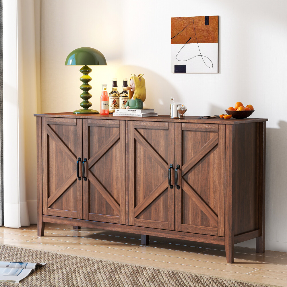 Freestanding Entryway Cabinet with Open Shelves for Multi-Room Storage